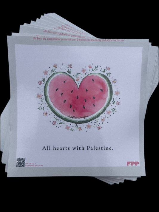 All hearts with Palestine sticker