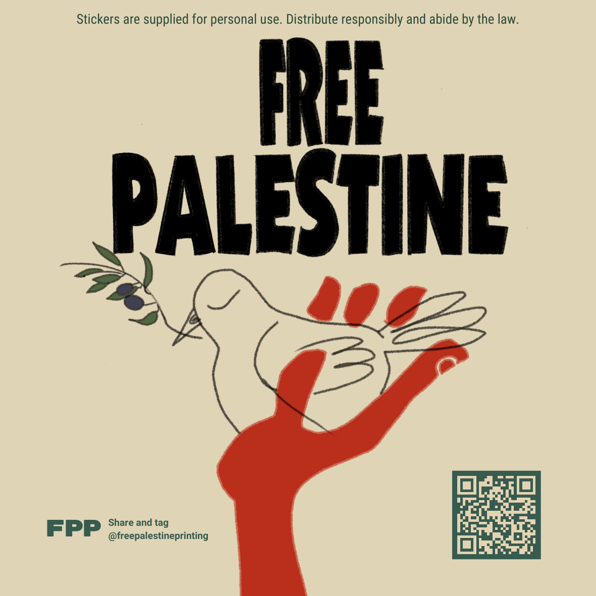 Peace Dove Free Palestine Sticker